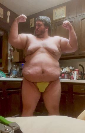 Gargantuan Obese Muscle Chub Slowly Flexing His Beefy Body