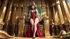 Lazy on the Golden Throne in Red & Gold, a Private Tease From Her High-class Gaze