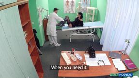 George Uhl spunks over MILF patient's body after a rough fuck in fake hospital