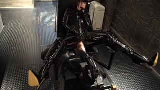 Latex catsuit machin sex    high heel  boots