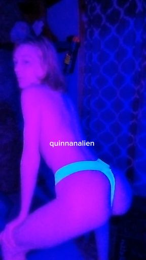 Petite alien stripper girl shakes her ass for you