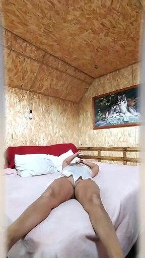 Hot Housewife Lukerya on a Large Bed