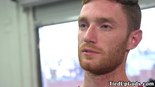 Ripped bdsm dom restrains and gags ginger sub