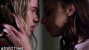Blonde college babe and her new lesbian friend get hot and heavy