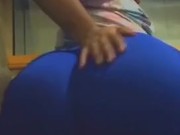 Twerking my fat ass in a blue thong
