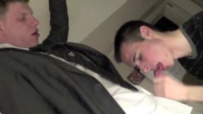 Straight wokrer fucked by young badboy in suit and class at work