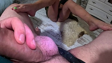 Fur Coat Fetish & Deep Blowjob – Teasing, Facefuck, Footplay and Cum on Fur