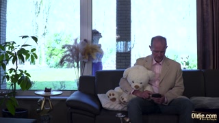 Old guy gives sweet blonde best birthday fuck