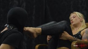 Barefoot Anette's licking slave FHD MP4