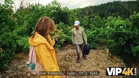 European beauty gets offered a fuck in the forest