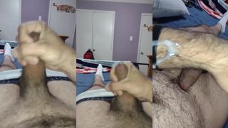 Solo Lucas Kent strokes his balls while getting a hot load on his face