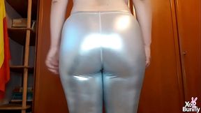 Romanian brunette with big ass in shiny pants
