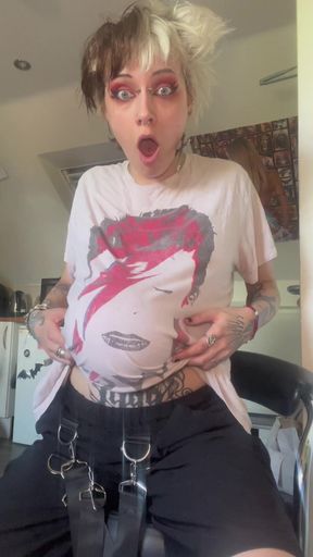 Skinny Goth Huge Belly Rapid Pregnancy at the Doctors Office