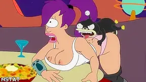 Amy from futurama rides on a cock in the middle of a party