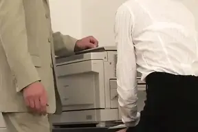 Sexy Bitch and Nasty Dude Enjoy a Classic Vintage Threesome in the Office
