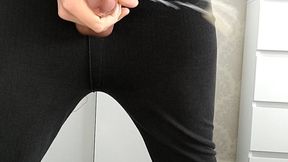 Stand-up oily wank in my thermals with my balls bouncing everywhere makes me bust an 8 DAY LOAD!