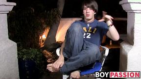 ”Interviewed young twink Jordan Long masturbates & cums”