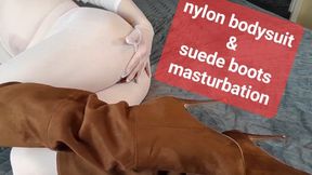nylon bodysuit & suede boots masturbation 720p