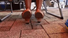 Inflatables under pretty feet and wooden mules