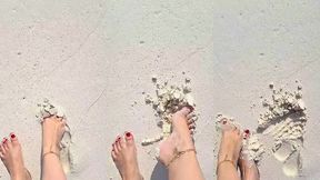 se frotte dans le sable
