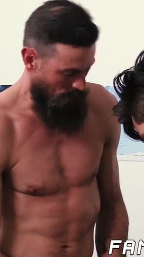 Big beard daddy shoves his dick in stepsons tight ass   Clip 1