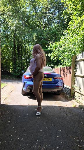 Sexy Crossdresser kellycd2022 I'm my pink dress and tan seamless pantyhose
