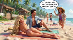 Married Blonde's Beach Tease Becomes Wild House Game with Husband and Young Men