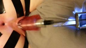 Sawzall Dildo on the Wife'_s taped open Pussy