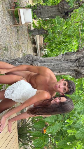 Rossa Vaxx Fucks Her Stepbrother in the Garden in Full View of Everyone