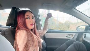 Blonde Italian Milf's Big Boobed Blowout in parked car &mdash;  hairy legs &mdash;  fetish delight