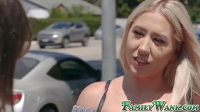My blonde stepsister fucks me as I pleasure brunette Liv Wilds tight pussy&#x270C;
