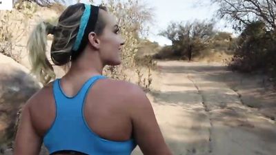 Busty Blonde Cali Carter Sucks My Cock on hike Outdoors POV Facial