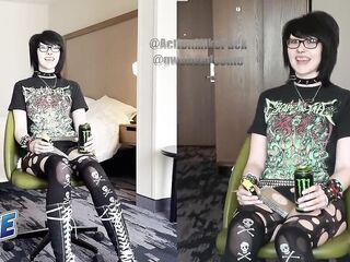 18yo Alt Fantasy Gal Gwen Shows Off Impossibly Sloppy Deepthroat and Ballsack Sucking