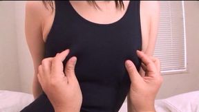 Nice Asian teen Tsubomi in swimsuit fingering pov action