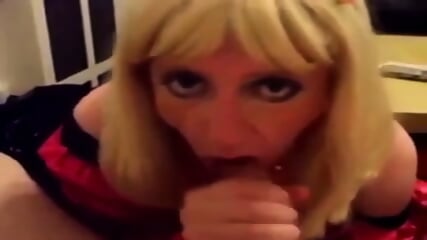 Submissive Crossdresser's Blowjob Training