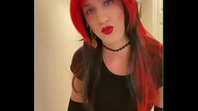 Goth Crossdresser in Sexy Skirt