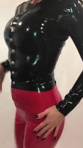 My Casual Latex Outfit! Sometimes I Love Wearing a Full Latex Outfit with Mask, High Heels, and My real Fake Tits!