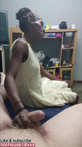 Domestic worker jack off hobbies cock while wife sucks on it   Clip 1