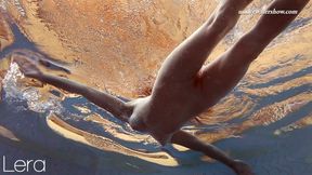 Cute pink bikini babe Lera underwater