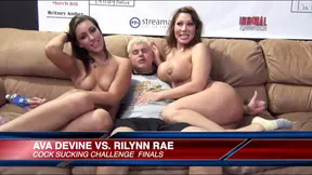 Ava Devine and Rilynn Rae jizzed in mouth after sucking dicks