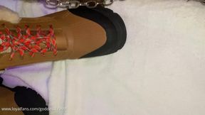 Uggs winter boots table CBT closeup view POV