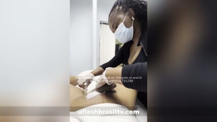 Damn! Waxing and surprise cumshot (Full video on website, 14 minutes)