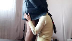 Stepdaughter takes my cock&#x1F346; in mouth while alone at home