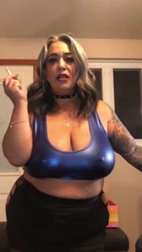 SPH from curvy mean mistress smoking a cork cigarette
