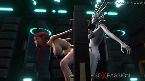 Sci-fi dickgirl fucks college slave hard in lab booty