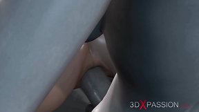 Sci-fi dickgirl fucks college slave hard in lab booty