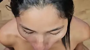 Surprise POV blowjob and cumshot in the kitchen - Christina Rio