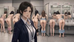 Office lady nude in the women's office restroom