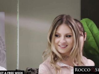 ROCCO SIFFREDI - Hawt Golden-haired double penetration'D Whilst Small Brunette hair Sucks Biggest Jock