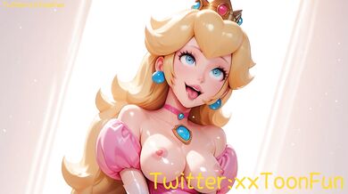 Super Mario Peach thick cock in tight throat sloppy tits
